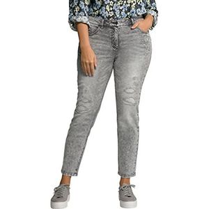 Ulla Popken Sarah-jeans, destroy-effect, smalle pijpen, hoge taille, denim, grijs denim