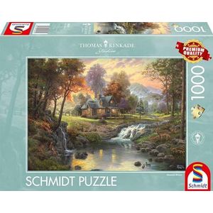 Schmidt Spiele 58445 Thomas Kinkade, houten huis aan de rand van de beek, puzzel 1000 stukjes