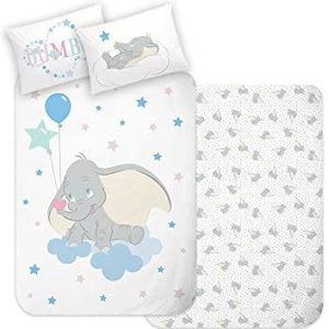 Disney Home Dumbo kinderbeddengoed 100x135 cm + kussensloop 40x60 cm - omkeerbaar beddengoed - Disney Dumbo beddengoed Supersoft 100% katoen