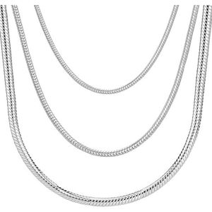 Gicko Slangenkettingen van 925 zilver, breedte 1,2,3 mm, zilveren kettingen in verschillende lengtes: 40,45,50,50,55,60 cm halsketting voor dames en heren V2, Sterling Zilver