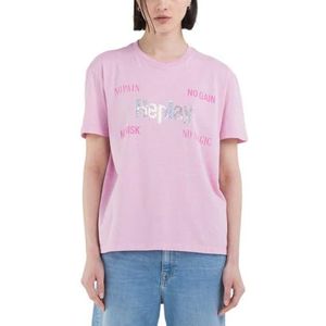 Replay Katoenen T-shirt met korte mouwen voor dames, Flamingo Roze 369, XS