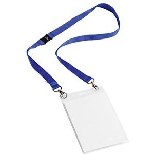 Durable 852507 ID-kaarthouder voor evenementenidentiteitskaart, met veters, textiel, duo, blauw, voor introductie, formaat A6, 148 x 105 mm, kunststof, robuust, transparant, 10 stuks
