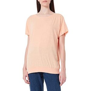 Timezone Rib Hem T-shirt voor dames, Meloen sinaasappelmengsel