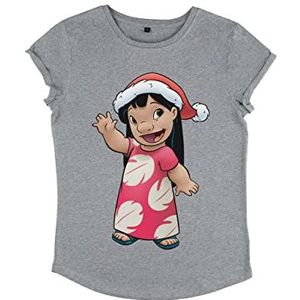 Disney Lilo & Stitch Lilo Holiday Dames-T-shirt met rolgeluiden, grijs.