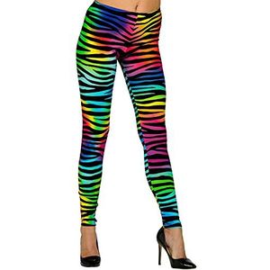 Widmann - Jaren 80 legging, neon-tijgerprint, jaren 80, discokoorts, badknop, gestreept patroon, themafeest, carnaval