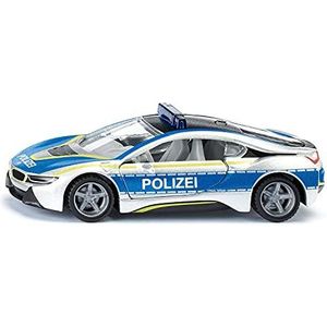 Siku 2303 Politieauto, BMW i8, metaal/kunststof, 1:50, blauw/zilver, vlinderdeuren, verwisselbare wielen, rubberen banden