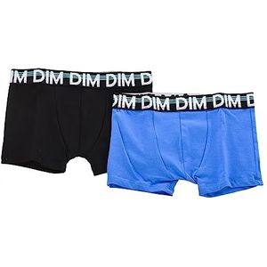 Dim Boxershorts voor jongens, EcoDIM klassiek, katoen, stretch, zacht, 2 stuks, Zwart/Koningsblauw