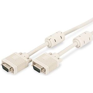 DIGITUS VGA-monitoraansluitkabel – 1280 x 1024p/60Hz – HD15 – mannelijk/stekker – 10,0 m – 2 x ferriet filter – beige