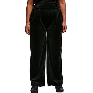 Urban Classics Joggingbroek voor dames, van fluweel met wijde pijpen, vrijetijdsbroek met zijzakken, XS tot 5XL, zwart.
