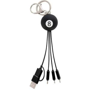 Legami - Multiple Link Up oplaadkabel, thema 8 bal, met sleutelhanger, 4 oplaadkabels, USB, Type-C, Micro-USB, Lightning, met USB type C-adapter, TPE-gecoate kabel