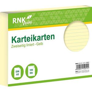 RNKVERLAG 115051 indexkaarten, gelinieerd, 7 mm, geel, A5, 100 stuks, 100 stuks