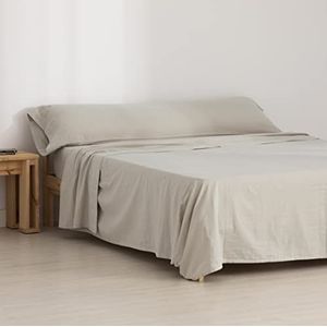 BELUM flanellen beddengoed Simply Taupe 135 100% katoen beddengoedset bestaande uit: 210 x 270 cm hoeslaken: 140 x 200 cm + 30 cm inzetstuk hoofdkussen 45 x 155 cm