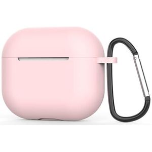 Compatibel met Apple AirPod 3e generatie 2021 hoes siliconen beschermhoes met sleutelring, led zichtbaar op de voorkant, roze