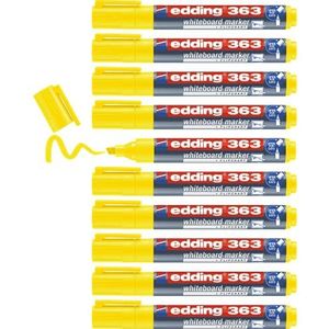 edding 363 whiteboard-marker, geel, 10 stiften, 1-5 mm wigpunt, uitwisbare viltstift, voor borden, wit, magneet, memo, conferentieezel en schetsen