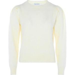 Blonda Pull en tricot vintage à col rond pour femme Blanc Taille XS/S, Laine/blanc, XS