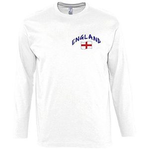 Supportershop Heren T-shirt, L/S, Wit, Groot-Brittannië, L/S, Wit, Engeland, Voetbal, Wit.