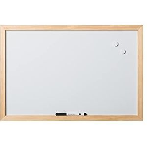 Bi-Office Optimum magneetbord, droog uitwisbaar whiteboard, frame van grenen MDF-hout, 60 x 45 cm