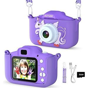 Kindercamera met 2,0 inch display, cadeau voor kinderen van 3, 4, 5, 6, 8, 7, 9, 10, 11 jaar, 1080p HD, anti-val, verjaardag, kerstspeelgoed, paars