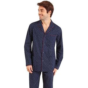 EMINENCE - Pyjama Long Ouvert Homme Popeline - Taille : L - Couleur : Imprimé Feuilles-Imprimé Feuilles, Vert, L