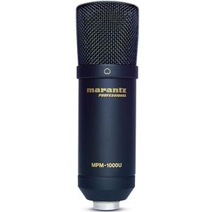 Marantz Professional MPM1000U - USB condensator studio microfoon met ingebouwde audio-interface, houder en kabel, perfect voor podcastproductie, zwart