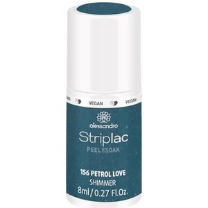 Alessandro Striplac Peel or Soak - Vegan - Petrol Blue, blauwe nagellak met glans voor perfecte nagels in 15 minuten, 8 ml