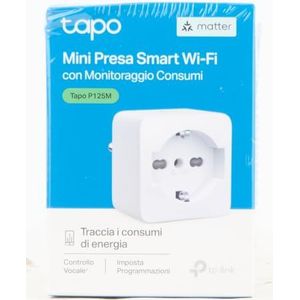 TP-Link Tapo P125M Matter Prise intelligente italienne, surveillance d'énergie, WiFi Smart Plug, compatible avec Alexa et Google Home, contrôle vocal et à distance, temps de présélection