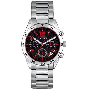 Breil Collection Keen polshorloge, meerkleurige wijzerplaat, chrono-kwartsuurwerk en armband van staal voor heren, zwart-rood staal, Taille unique, armband