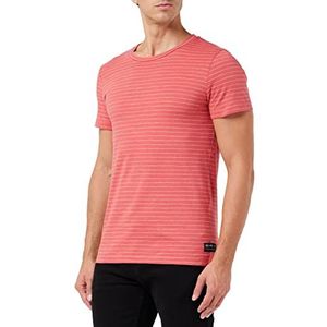 TOM TAILOR Denim T-shirt voor heren, 30327 - Red Fine Yd Stripe, S, 30327 - Red Fine Yd Stripe