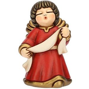 THUN® - Engel van de aankondiging met naamplaatje - rode jurk - klassieke kerststalfiguren - keramiek - de klassieker