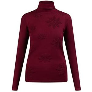 LEOMIA Chandails en tricot à col roulé pour femme, rouge cerise, M-L