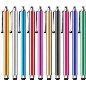 YUNJU 10 x capacitieve touchscreen-stylus voor tablets, iPad Mini, iPad Pro, iPad Air, smartphones, Samsung Galaxy – verschillende kleuren