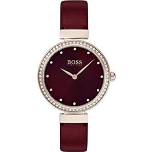 Boss Vrouwen Analoge Klassieke Quartz Horloge Met Lederen Band, Rood Eén Maat, 1502481