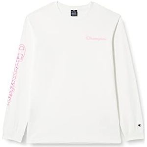 Champion Legacy Neon Spray Contrast Logo L/S Lange Mouw Shirt Heren, Wit, S, Wit.