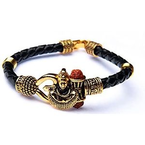 Wonder Care Rudraksha Shiv Om Trishul Damroo Kada Mannen Lord Shiva Bahubali Manchetarmband voor Mannen Jongens | Messing religieuze Kada | Eén maat armband voor Maha Shivratri..