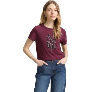 TOM TAILOR 1048307 T-shirt voor dames, 16427 - Bordeaux Rood, M