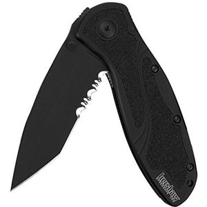 Kershaw Uniseks - Volwassenen, Vouwmes, Blur Tactical Linerlock Blade 8,9 cm, Tanto, Zwart, Zakmes, Gespeld Deel, Pin Duim, Zakclip, Stonewashed, Grijs, Normaal