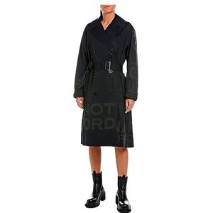 Replay W7772 Waterdichte katoenen twill trenchcoat voor dames, Blackboard 998