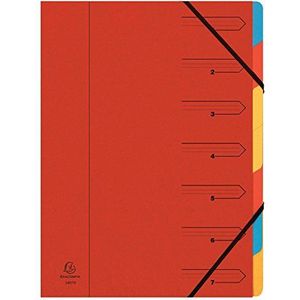 Exacompta - Ref. 54075E - 1 map met ingenaaide rug - met elastieken - bedrukte envelop van glanzend karton en binnenkant van gerecycled karton - 7 vakken - afmetingen: 24,5 x 32 cm - voor A4 - kleur: rood