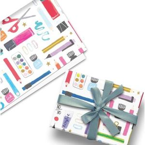 Glick Papier cadeau de luxe à plat, 3 feuilles de papier cadeau de remerciement pour enseignant, multicolore