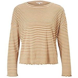 TOM TAILOR Denim Gestreept shirt met lange mouwen voor dames, 27597 - camel beige gestreept