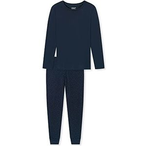 Uncover by Schiesser Pyjamaset met lange mouwen en lange pyjamabroek - Nachtkleding Pyjama met lange mouwen voor dames (1 stuk), Donkerblauw