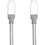 VERBATIM USB-C naar USB-C kabel zilver oplaadkabel Android duurzaam roestvrij staal flexibel 30 cm smartphone USB-oplader mobiele telefoon oplader