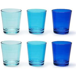 Excelsa Portofino Set van 6 glazen, blauwe schaal, 30 cl, geblazen glas