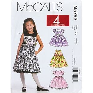 McCall's Patterns M5793 patroon voor kinderen/meisjes gevoerde jurken, per stuk verpakt, wit