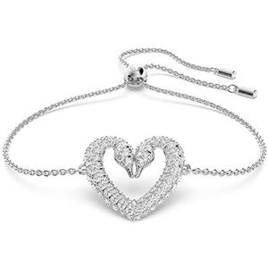 Swarovski Una armband, Pavé, Hart, M, Wit, Rodium toplaag