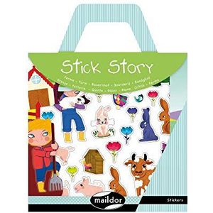 Maildor Stick'story, 566401O, koffer met 2 decoraties + 4 vellen met stickers, herbruikbaar, boerderij (100 stickers)