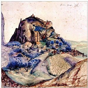 ArtPlaza Albrecht Dürer View of Arco decoratief bord hout kleurrijk 70 x 70 cm