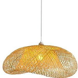 B·LED BARCELONA LED BarcelonaLed Vintage Natuurlijke Rieten Plafondlamp met Witte Basis E27 Bamboe Rotan Lampenkap voor Eetkamer Keuken Woonkamer