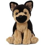 Pluche Duitse Herder honden knuffel 16 cm zittend - Herdershond huisdieren knuffels - Speelgoed