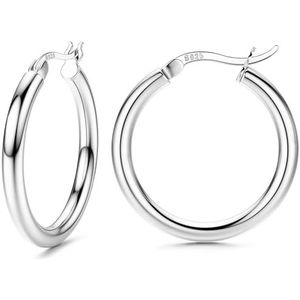 FIOROYAL Creolen oorbellen van 925 sterling zilver voor dames en meisjes, Creoolse oorbellen met ronde hoepel en hypoallergeen, groot, medium en klein, diameter 13/15/20/25/30/40/50 mm, Koper, Geen